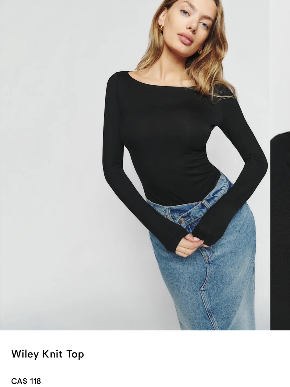 Reformation Wiley Long Sleeve Top - Black